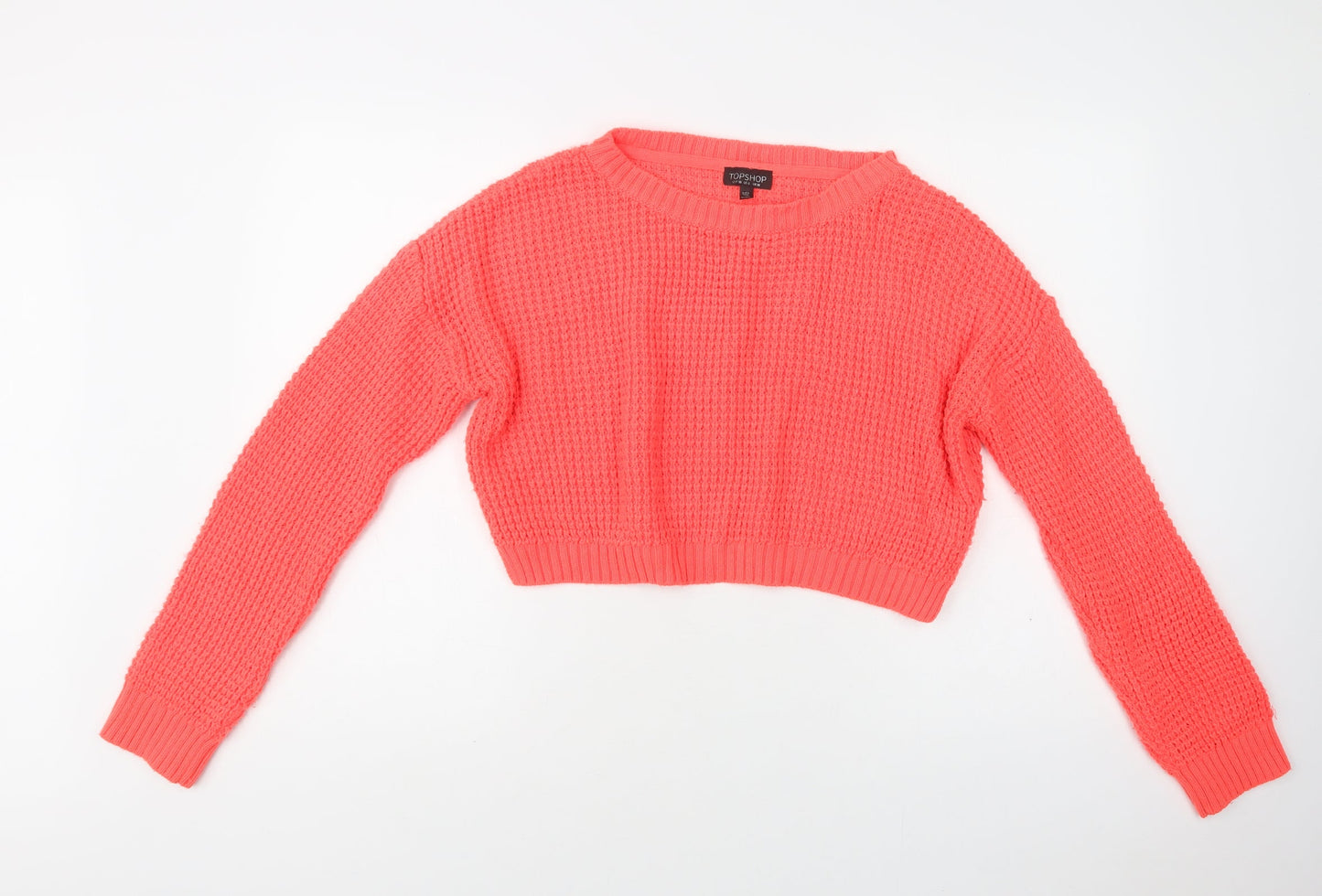 Topshop Womens Pink Crew Neck  Acrylic Pullover Jumper Size 10