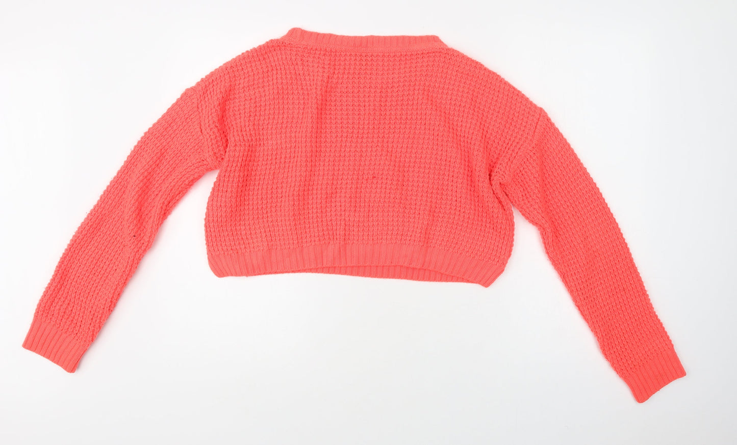 Topshop Womens Pink Crew Neck  Acrylic Pullover Jumper Size 10