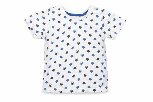 Primark Baby White Geometric Cotton Basic T-Shirt Size 12-18 Months Crew Neck  - Star Print
