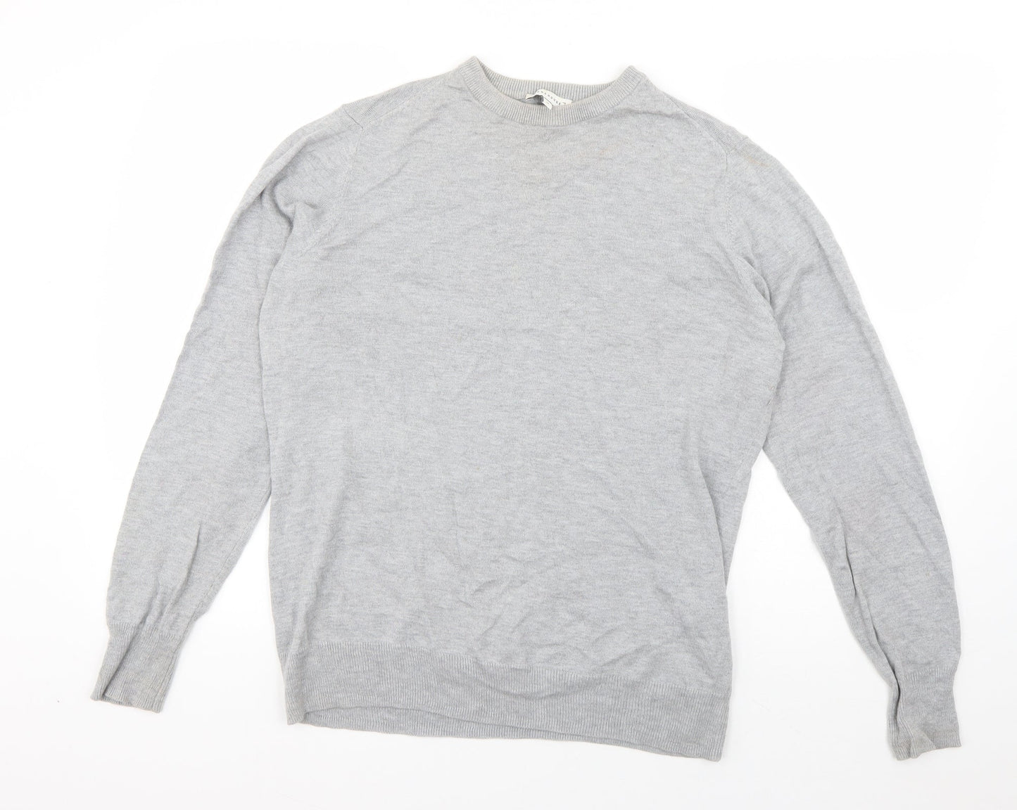 Warehouse Womens Grey Round Neck  Cotton Pullover Jumper Size 14