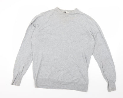 Warehouse Womens Grey Round Neck  Cotton Pullover Jumper Size 14