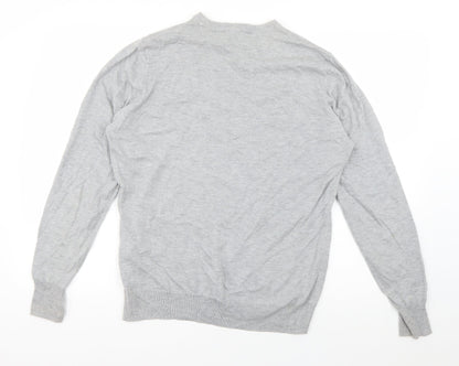 Warehouse Womens Grey Round Neck  Cotton Pullover Jumper Size 14