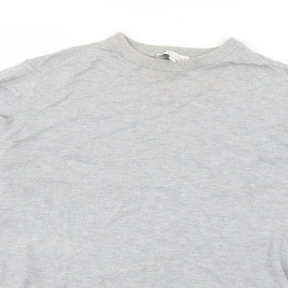 Warehouse Womens Grey Round Neck  Cotton Pullover Jumper Size 14