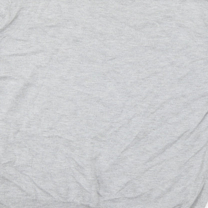 Warehouse Womens Grey Round Neck  Cotton Pullover Jumper Size 14