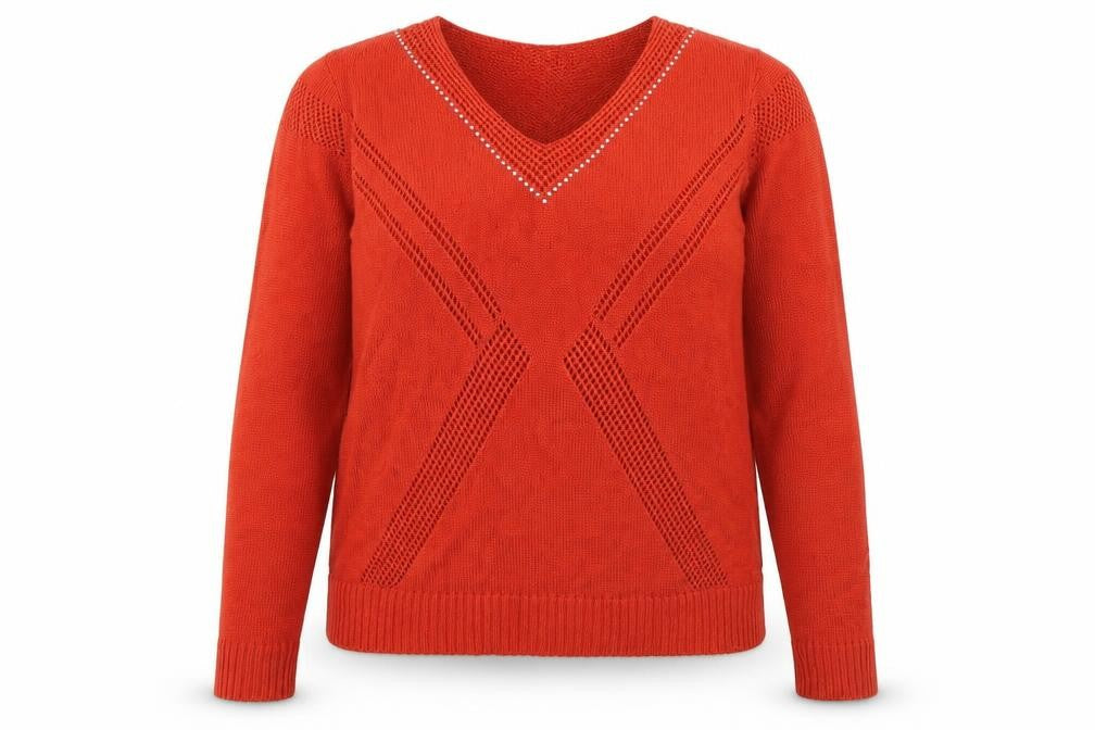 Preworn Womens Orange Crew Neck  Acrylic Pullover Jumper Size 16