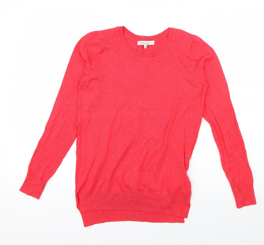 Peacocks Womens Pink Round Neck  Viscose Pullover Jumper Size 8