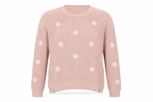 Next Womens Pink Roll Neck Geometric Acrylic Pullover Jumper Size 10