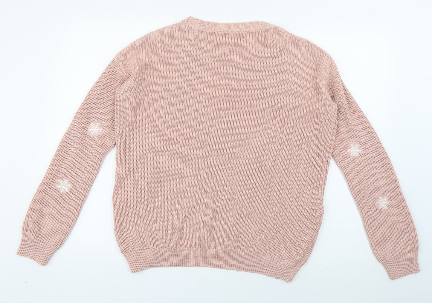 NEXT Womens Pink Roll Neck Geometric Acrylic Pullover Jumper Size 10