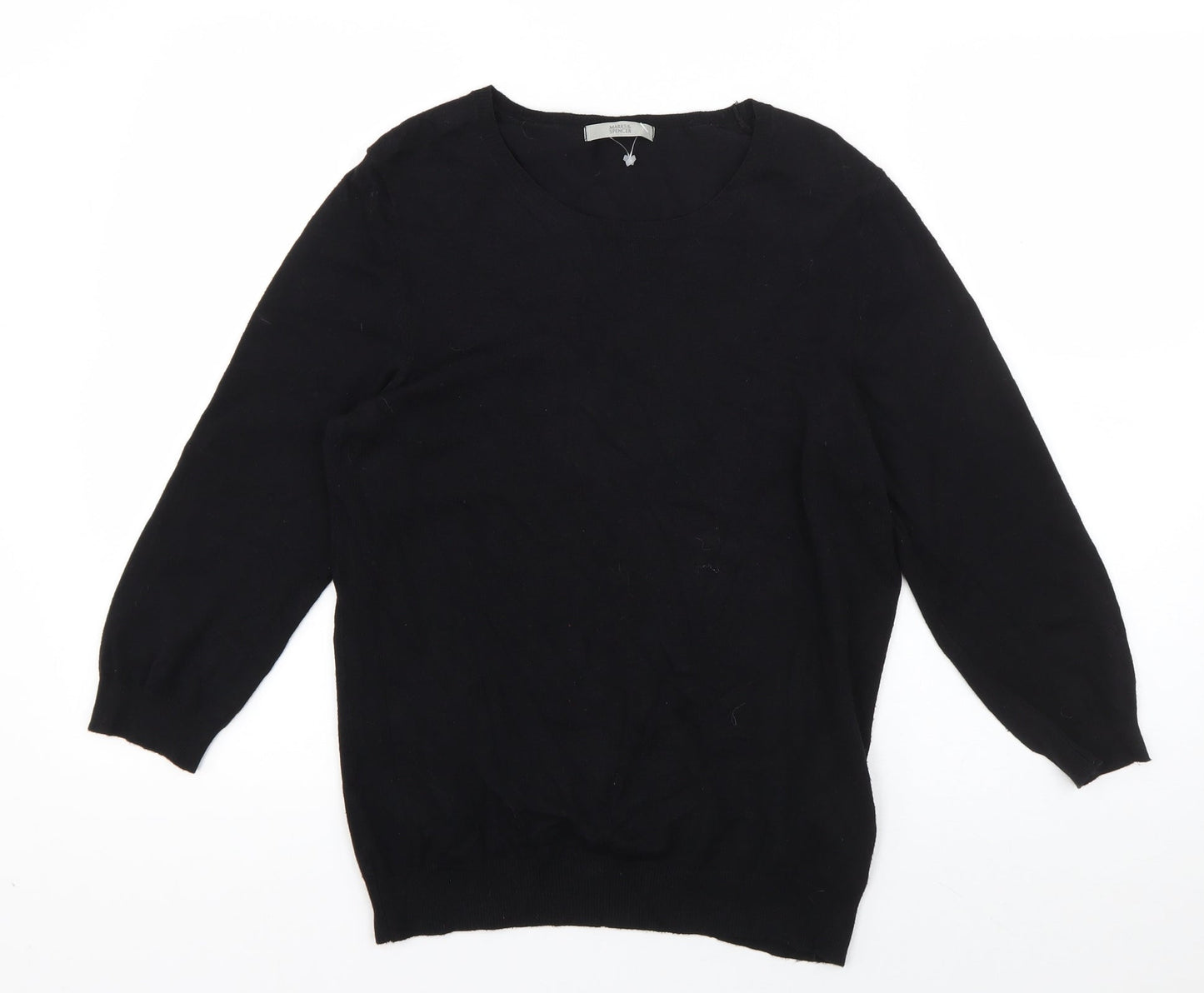 Marks and Spencer Womens Black Round Neck  Viscose Pullover Jumper Size 12
