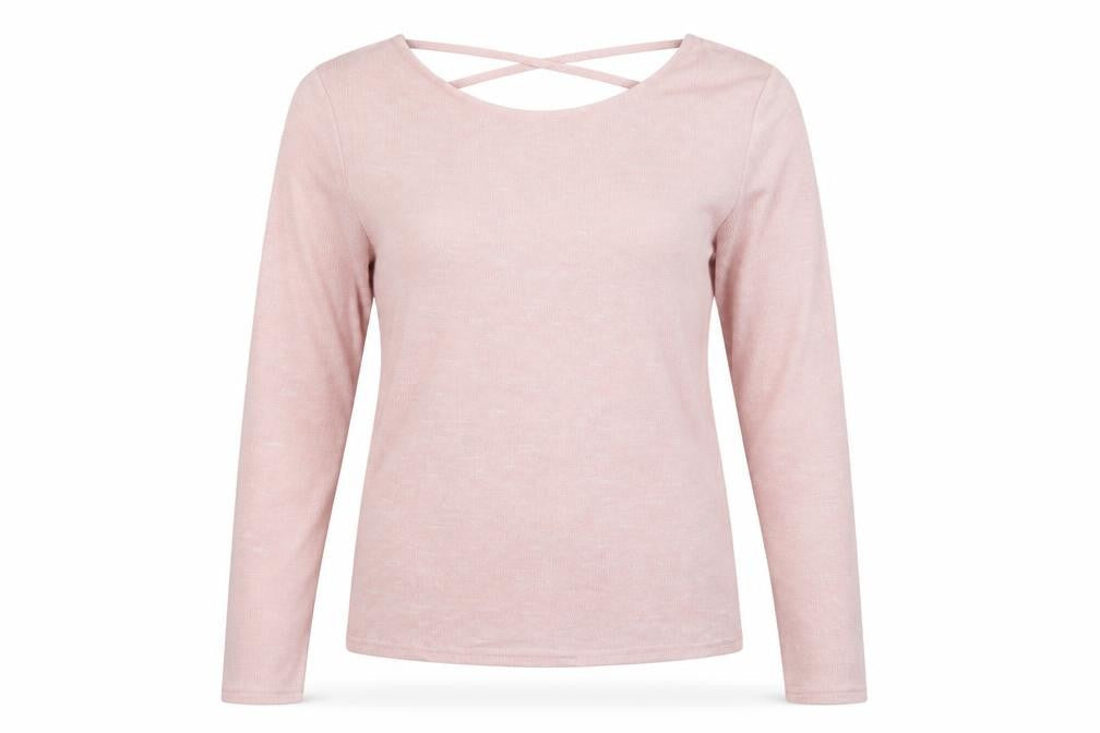 Divided Womens Pink Scoop Neck  Polyester Pullover Jumper Size L   - Cross Detail