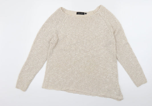 New Look Womens Ivory Boat Neck  Acrylic Pullover Jumper Size 6