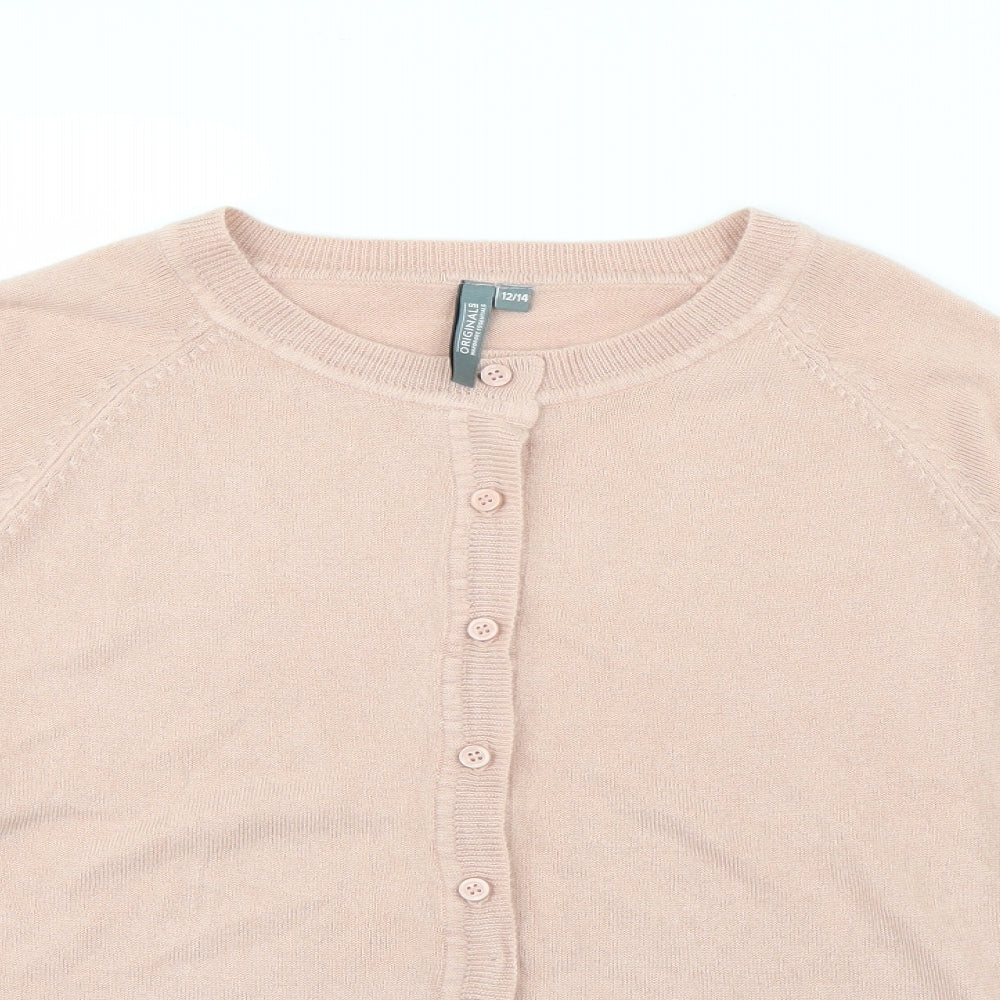 Originals Womens Pink Round Neck  Acrylic Cardigan Jumper Size 12