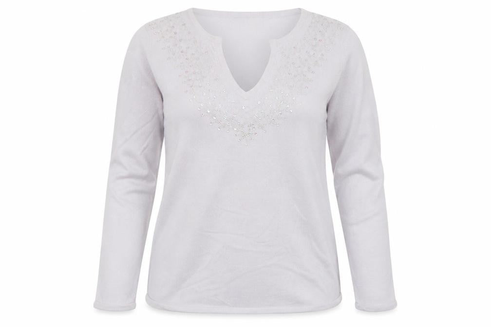 Rose Pearl Womens Grey V-Neck  Acrylic Pullover Jumper Size 10