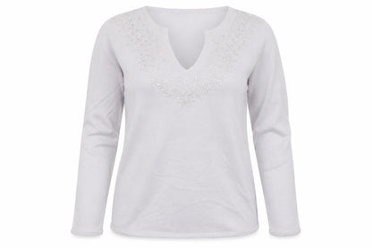 Rose Pearl Womens Grey V-Neck  Acrylic Pullover Jumper Size 10