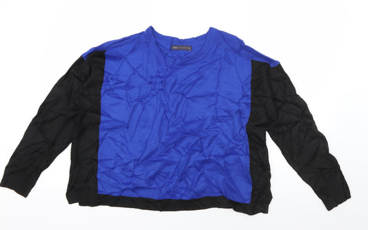 Marks and Spencer Womens Blue Crew Neck  Acrylic Pullover Jumper Size 14