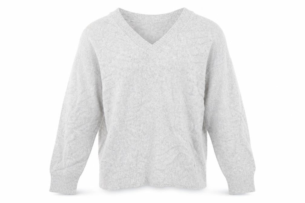 Zara Womens Grey V-Neck  Acrylic Pullover Jumper Size S