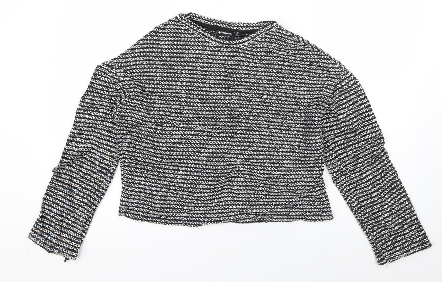 Stradivarius Womens Black Striped Cotton Pullover Sweatshirt Size L  Pullover