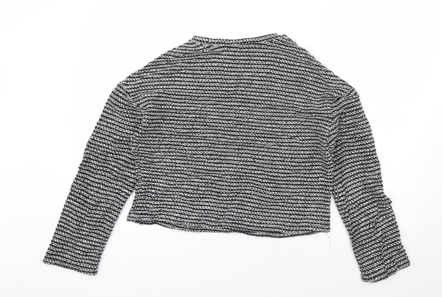 Stradivarius Womens Black Striped Cotton Pullover Sweatshirt Size L  Pullover