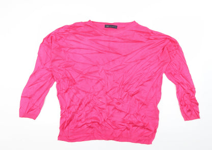 Marks & Spencer Womens Pink Boat Neck  Acrylic Pullover Jumper Size L