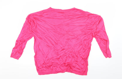 Marks & Spencer Womens Pink Boat Neck  Acrylic Pullover Jumper Size L