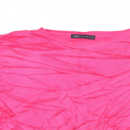 Marks & Spencer Womens Pink Boat Neck  Acrylic Pullover Jumper Size L