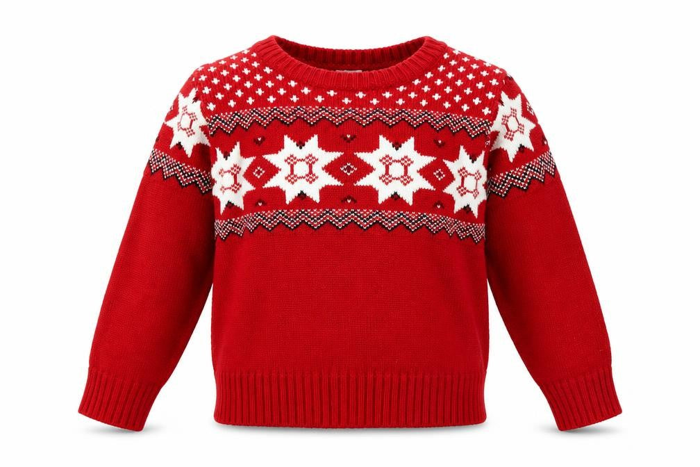 ZY Girls Red Crew Neck Geometric Acrylic Pullover Jumper Size 3-4 Years  Pullover