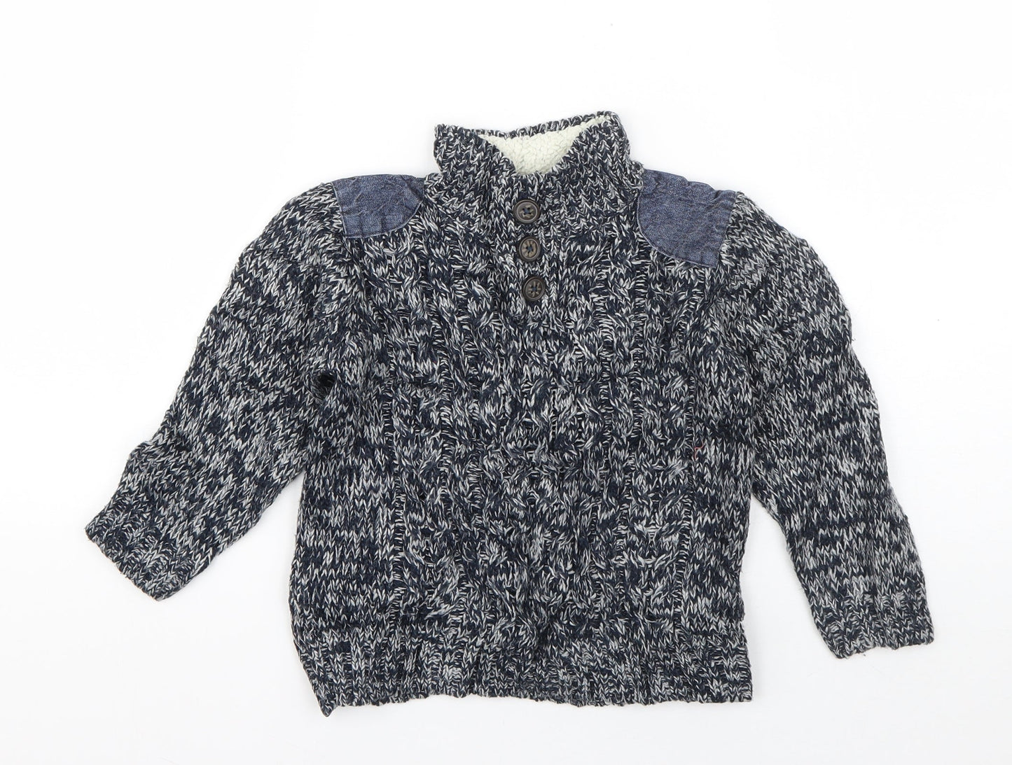 Rebel Girls Blue High Neck  Acrylic Pullover Jumper Size 2-3 Years  Pullover