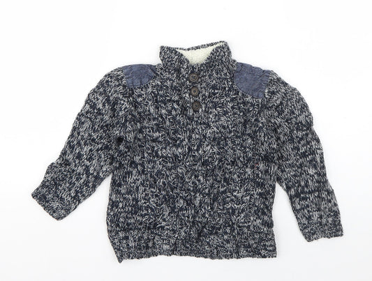 Rebel Girls Blue High Neck  Acrylic Pullover Jumper Size 2-3 Years  Pullover