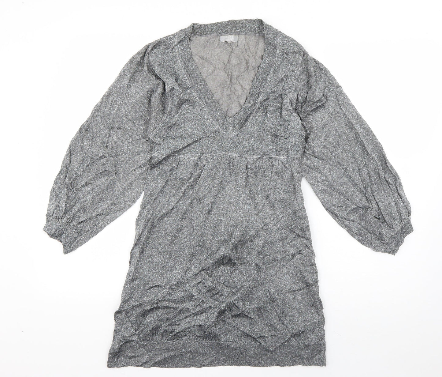 Topshop Womens Grey  Viscose T-Shirt Dress  Size 10  V-Neck Pullover