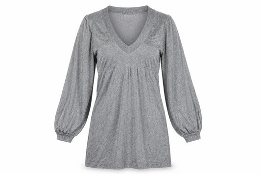 Topshop Womens Grey  Viscose T-Shirt Dress  Size 10  V-Neck Pullover
