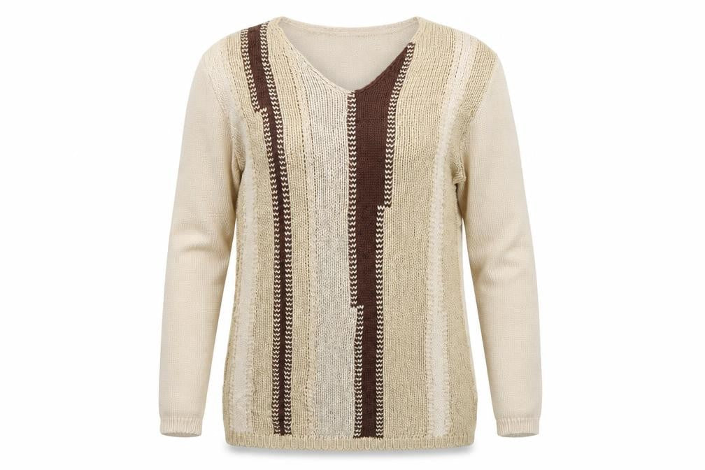 Preworn Womens Ivory V-Neck  Viscose Pullover Jumper Size 10