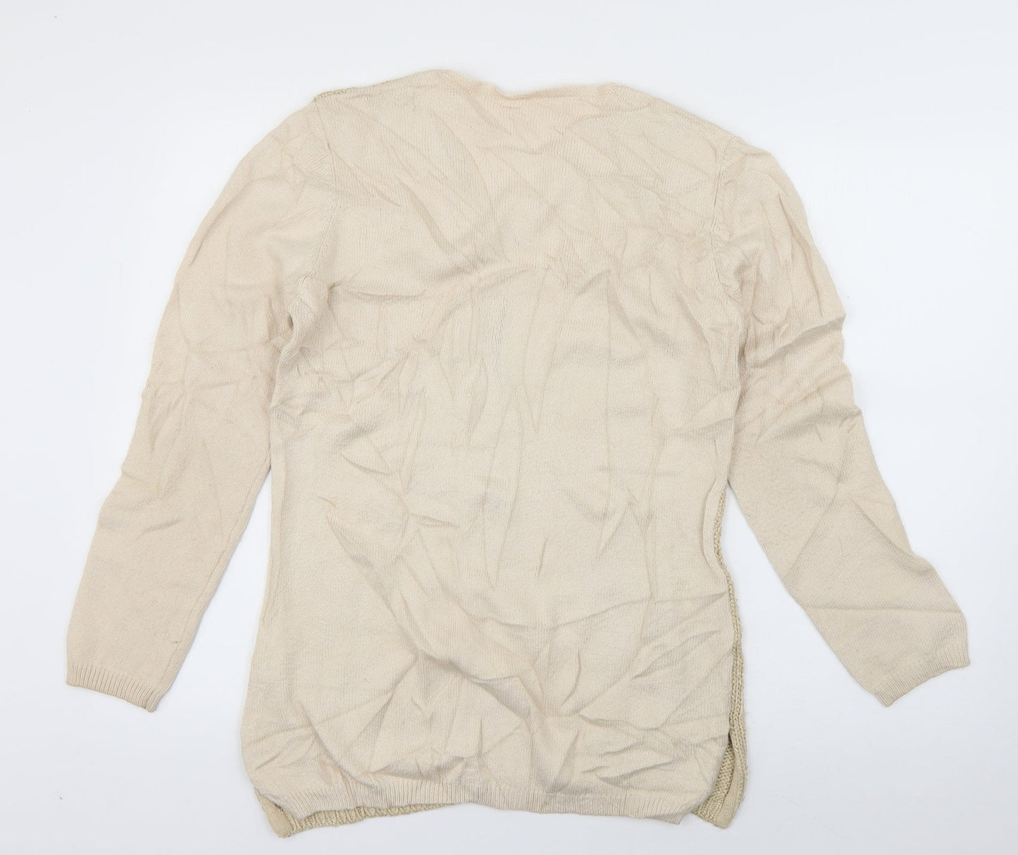 Preworn Womens Ivory V-Neck  Viscose Pullover Jumper Size 10