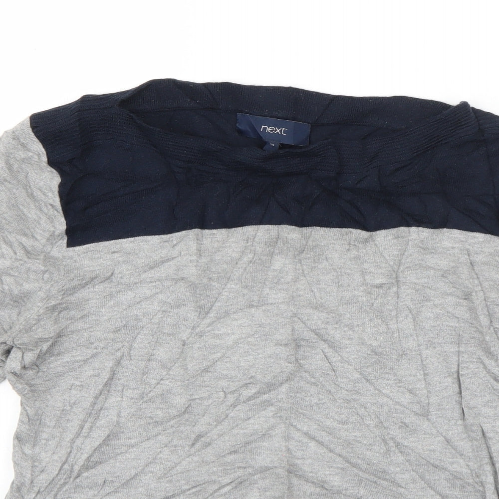 NEXT Womens Grey Boat Neck  Cotton Pullover Jumper Size 10