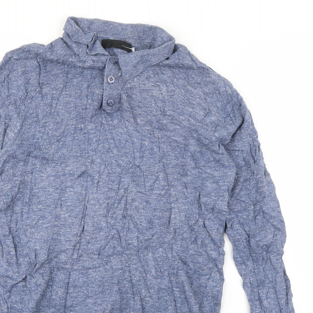 ASOS Mens Blue Collared  Cotton Pullover Jumper Size M