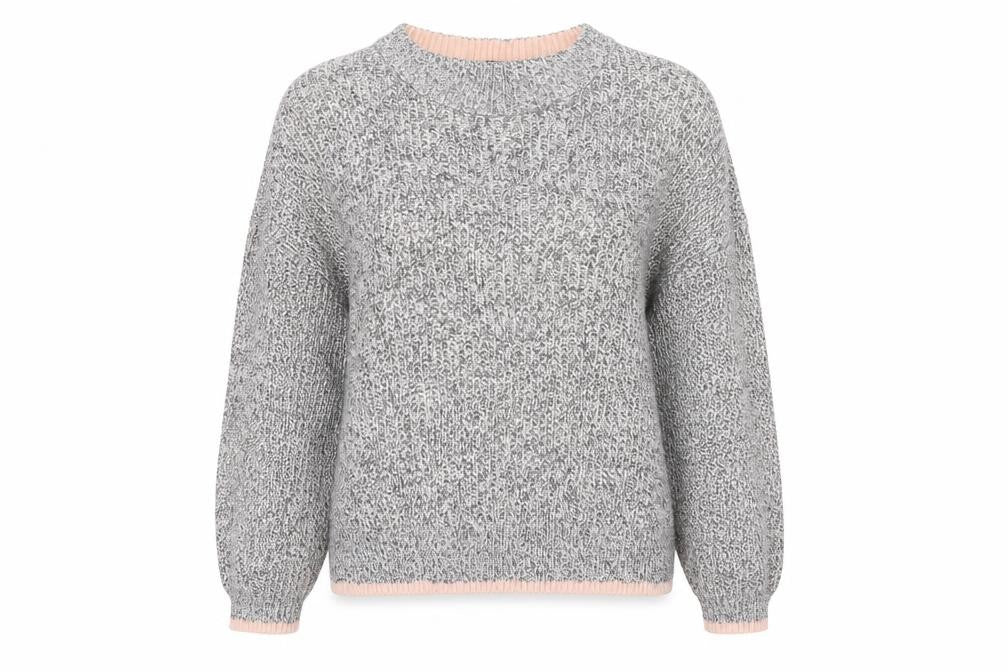 Topshop Womens Grey Round Neck  Acrylic Pullover Jumper Size 16