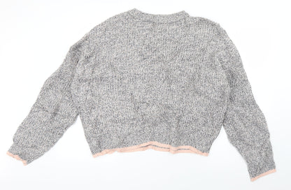 Topshop Womens Grey Round Neck  Acrylic Pullover Jumper Size 16