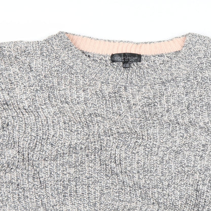 Topshop Womens Grey Round Neck  Acrylic Pullover Jumper Size 16