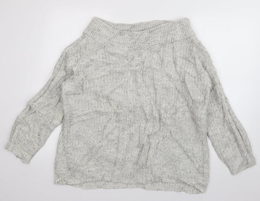 New Look Womens Grey Boat Neck  Acrylic Pullover Jumper Size M