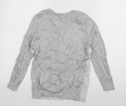 Warehouse Womens Grey Round Neck  Cotton Pullover Jumper Size 10