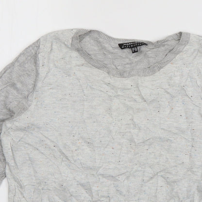 Warehouse Womens Grey Round Neck  Cotton Pullover Jumper Size 10