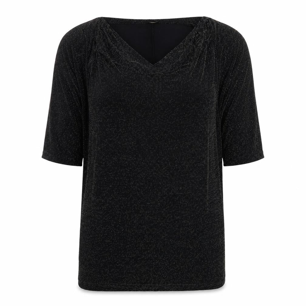 Planet Womens Black  Nylon Basic T-Shirt Size M Round Neck