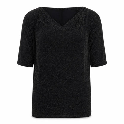Planet Womens Black  Nylon Basic T-Shirt Size M Round Neck