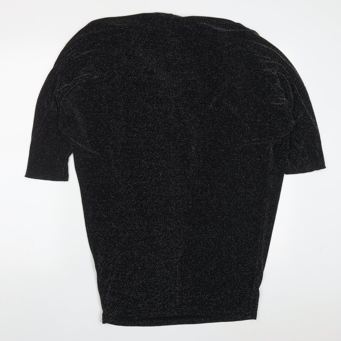 Planet Womens Black  Nylon Basic T-Shirt Size M Round Neck
