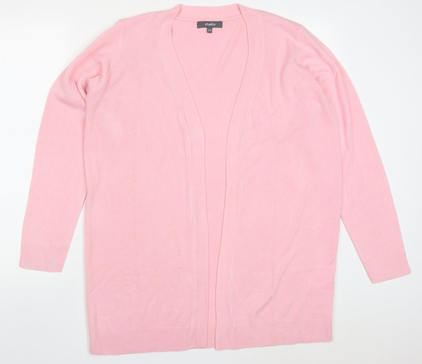 Studio Womens Pink V-Neck  Acrylic Cardigan Jumper Size 12