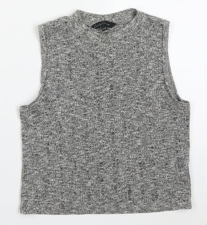 Candy Couture Girls Grey  Acrylic Basic Tank Size 12-13 Years Round Neck Pullover