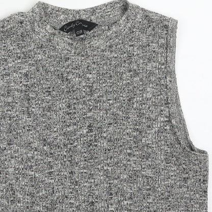 Candy Couture Girls Grey  Acrylic Basic Tank Size 12-13 Years Round Neck Pullover