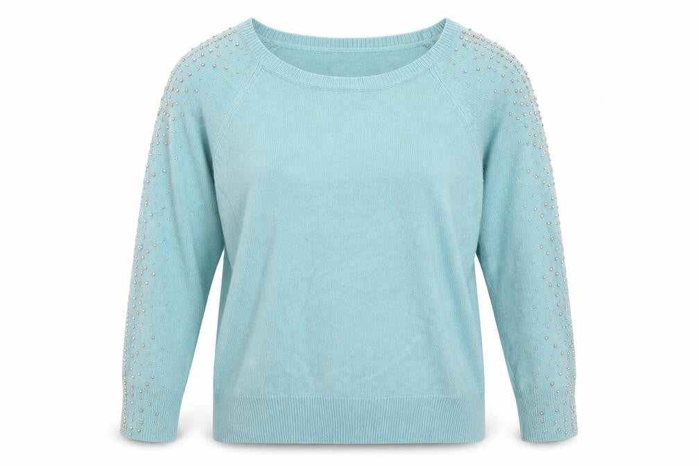 M&Co Womens Blue Round Neck  Viscose Pullover Jumper Size 14