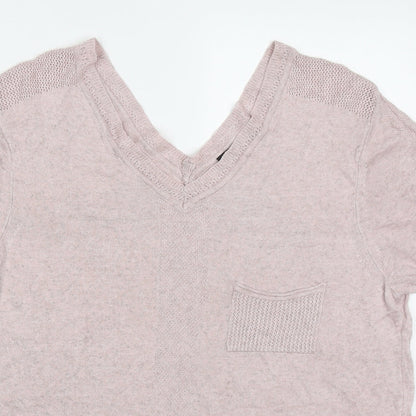 Kaleidoscope Womens Pink V-Neck  Viscose Pullover Jumper Size 16