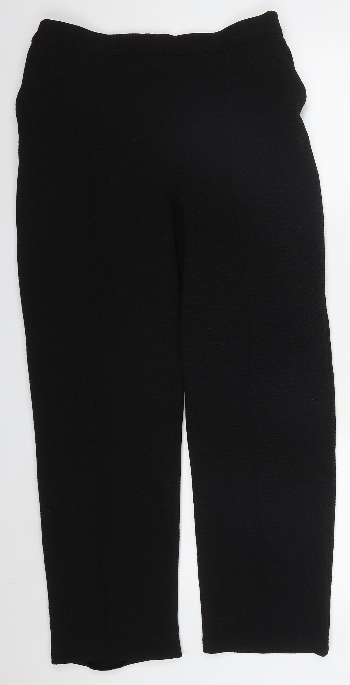 Papaya Womens Black  Polyester Trousers  Size 12 L27 in Regular