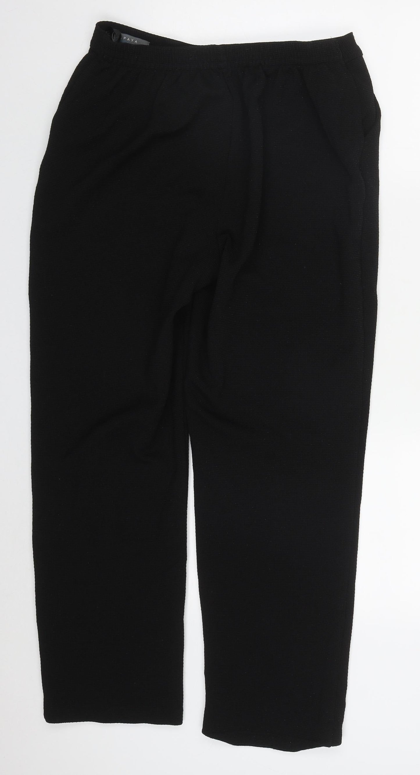 Papaya Womens Black  Polyester Trousers  Size 12 L27 in Regular